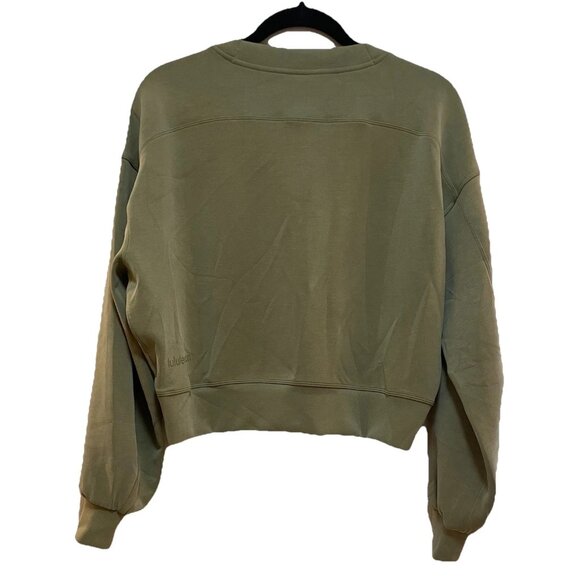 LULULEMON Green "Perfectly Oversized" Cropped Crew Neck Long Sleeve Sweatshirt S - Picture 6 of 6